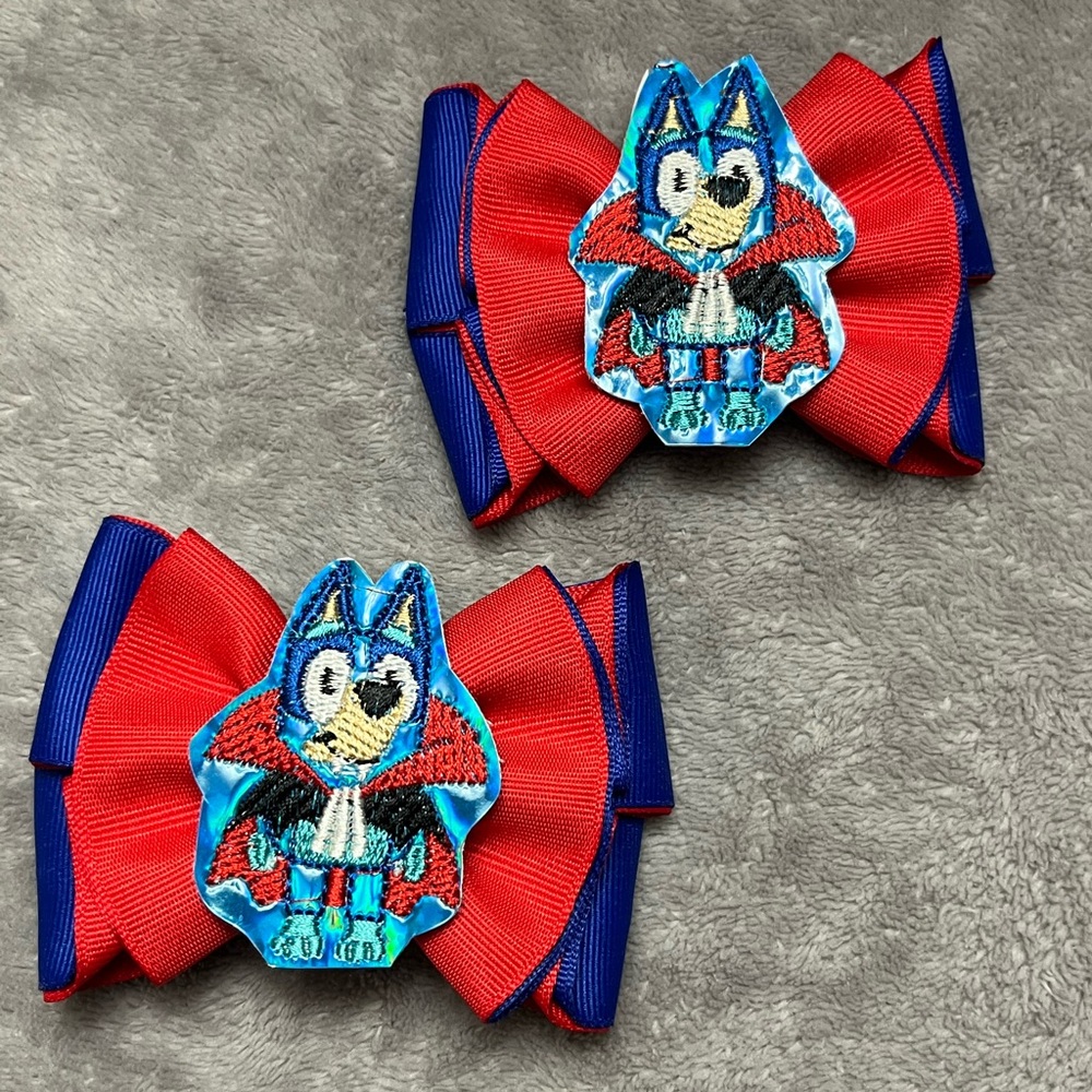 Bluey Red and Blue Cartoon Character Hair Bows